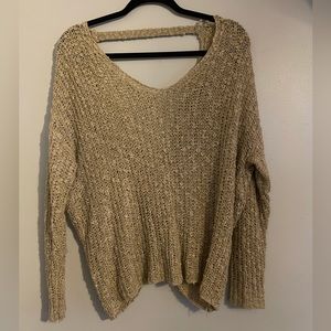 Tan Knit Open Twist Back Sweater Size:Xl